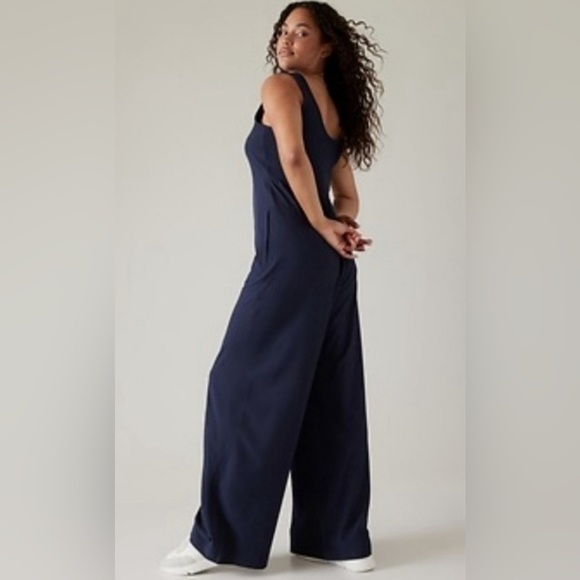 Athleta Passenger Wide Leg Jumpsuit in Terracotta Rust Orange Size Medium - Picture 2 of 8